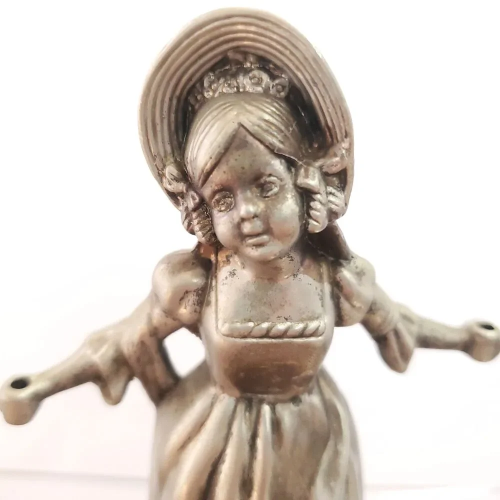 Vintage Hans Christian Andersen Little Match Girl Pewter Candle Holder Snuffer